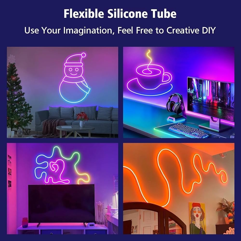 5m Longitud IC-RGB LED Neon Rope Strip Light - Image 4
