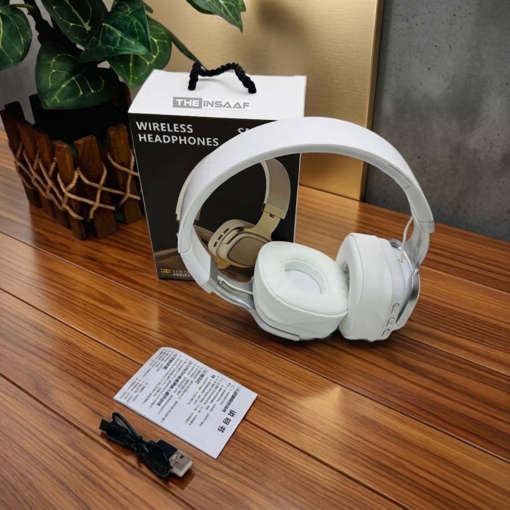 SMY-63A Wireless Bluetooth Headphones with charging cable and user manual