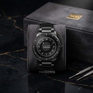 SABR magnetic levitation steel ball watch with Arabic numeric dial and black stainless steel strap